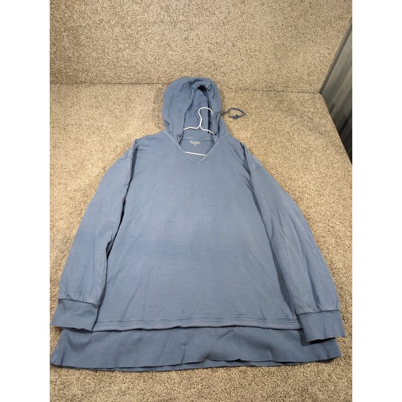 Athleta Tops - Athleta Sundown Alliance Hoodie Blue Ribbed V-Neck Pullover XL